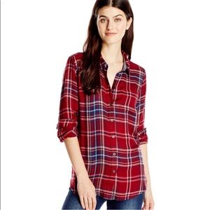 Lucky Brand Red Bungalow Plaid Long Sleeve Flannel Button Down Shirt Small